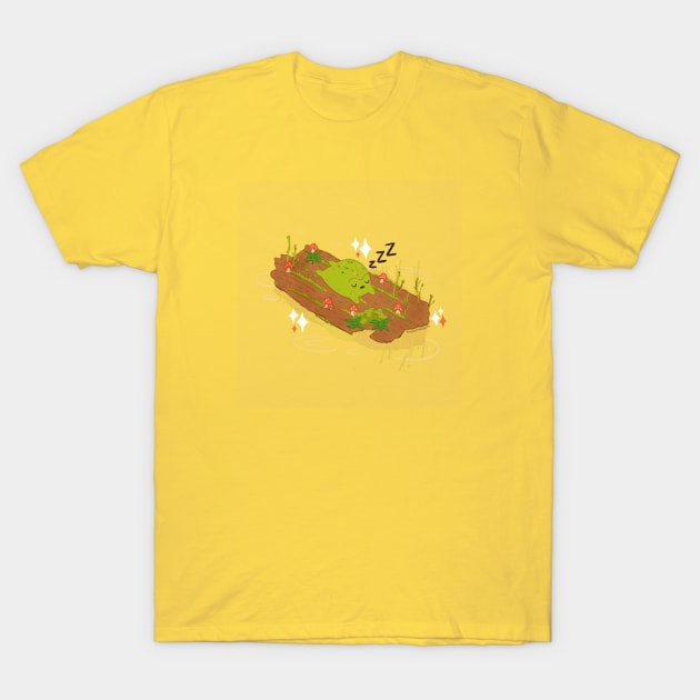 Snoozing Frog T-Shirt by eraserheadarts